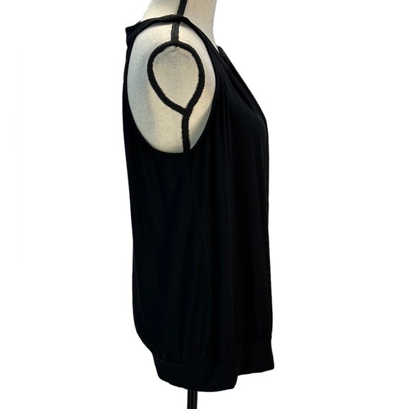 Yesfashion Sleeveless Halter Pleated Tank Top Blouse - Black - size Large - Picture 3 of 10